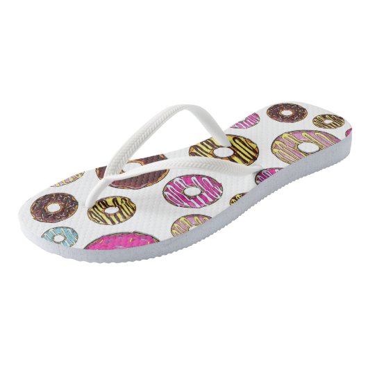 Tongs Motif De Donuts, Donuts Colorés, Saupoudrages (Incliné)