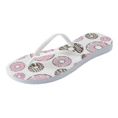 Tongs Motif De Donuts, Donuts Roses, Donuts Blancs (Incliné)