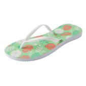 Tongs Motif de feuillage vert et orange (Incliné)