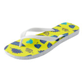 Tongs Motif de feuille tropicale jaune vif (Incliné)