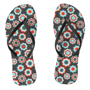 Tongs Motif de fleurs Boho Noir