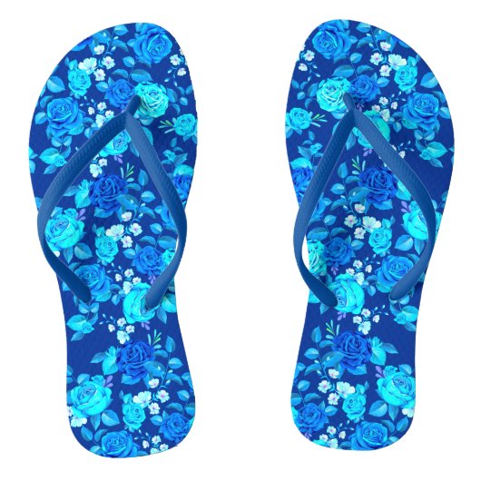 Tongs Motif de fleurs de rose bleue classique-87600 (Semelle)