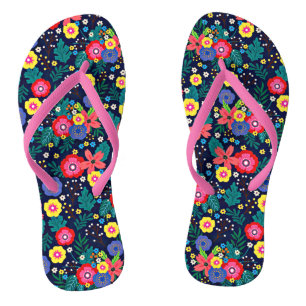 Tongs Motif de fleurs et de feuilles décoratives-48675