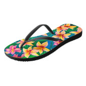 Tongs Motif de fleurs tropicales hawaïennes (Incliné)