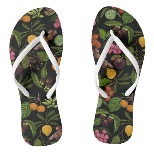 Tongs Motif de fruits exotiques tropicaux peints à la ma