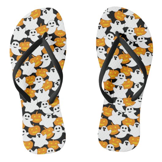Tongs Motif de Ghost et Citrouille Halloween (Semelle)