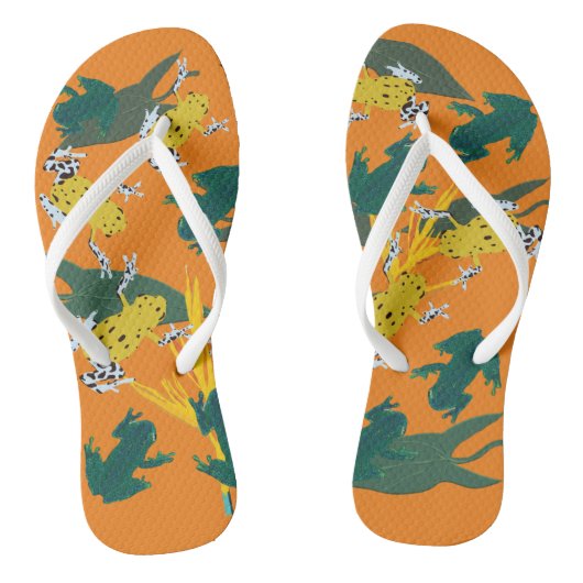 Tongs Motif de grenouilles vert jaune (Semelle)