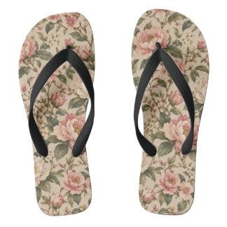 Tongs Motif de jardin de pivoines et de roses romantique
