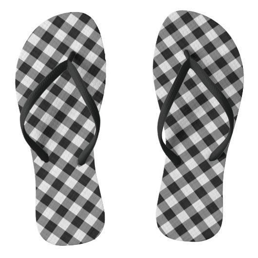 Tongs Motif de la En vichy en noir et blanc (Semelle)