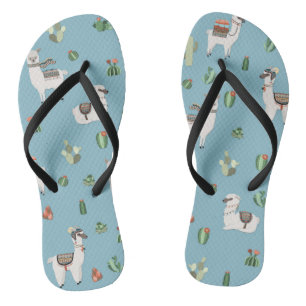 Tongs Motif de lama et de cactus