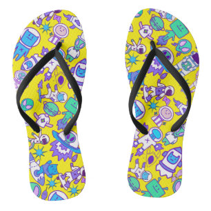 Tongs Motif de l'espace rétro B Jaune BG