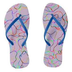 Tongs Motif de ligne courbe multicolore - COOL