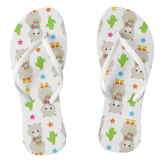 Tongs Motif De Llamas, Cute Llamas, Alpacas, Cactus (Semelle)