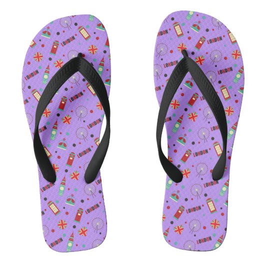 Tongs Motif de Londres avec fond violet (Semelle)