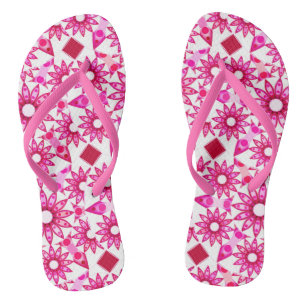 Tongs Motif de mandala dans des nuances de rose, bordeau