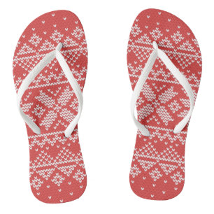 Tongs Motif de Noël White & Red Snowflake