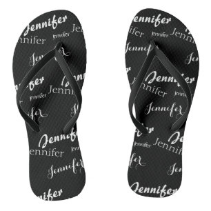 Tongs Motif de nom noir et blanc