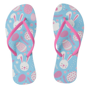 Tongs Motif de Pâques simple rose et bleu  Retourner le