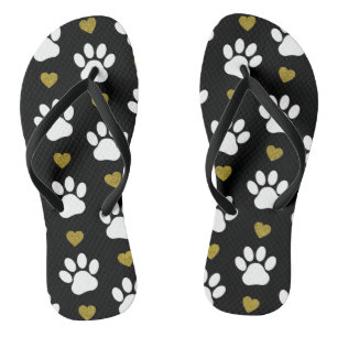 Tongs Motif De Pâtes, Pâtes De Chien, Pâtes Blanches, Co