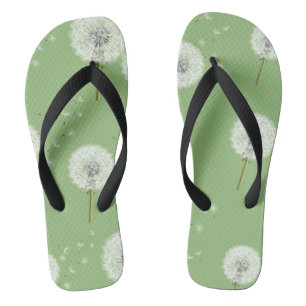 Tongs Motif de pissenlit sur l'arrière - plan vert