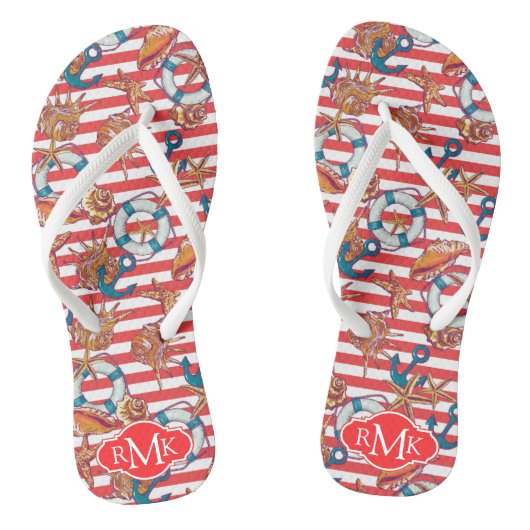 Tongs Motif de plage branché| Monogramme (Semelle)