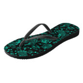 Tongs Motif de pois vert turquoise sur fond noir (Incliné)