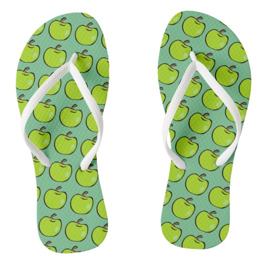 Tongs Motif de pomme vert de dessin (Semelle)