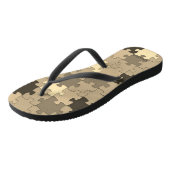 Tongs Motif de puzzle marron kaki drôle Ajouter un nom o (Incliné)