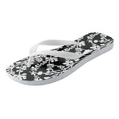 Tongs Motif de répétition Floral noir et blanc (Incliné)