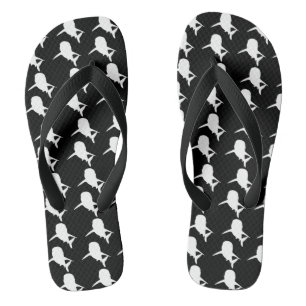 Tongs Motif de requin-baleine noire et blanche Ombre