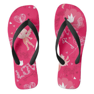 Tongs Motif de Saint-Valentin avec le cupidon