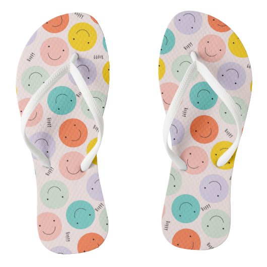 Tongs Motif de visage joyeux souriant coloré (Semelle)