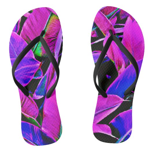 Tongs Motif d'élégance de feuillage radiant (Semelle)