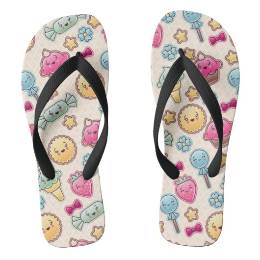 Tongs Motif d'enfant de Kawaii avec des griffonnages (Semelle)