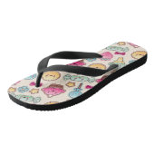Tongs Motif d'enfant de Kawaii avec des griffonnages (Incliné)