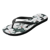 Tongs Motif des fleurs tropicales blanches (Incliné)