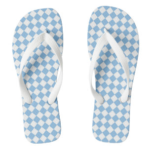 Tongs Motif diamant à carreaux bleu blanc