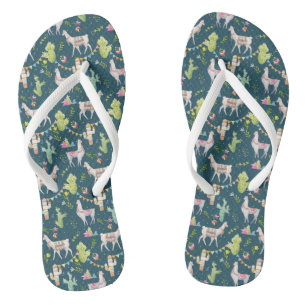 Tongs Motif d'indicateur Llama Watercolor