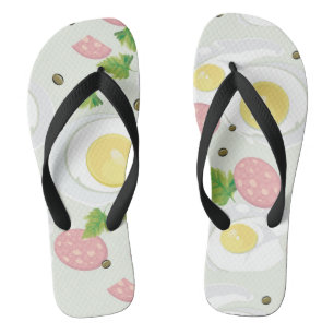 Tongs Motif d'oeufs et de saucisse