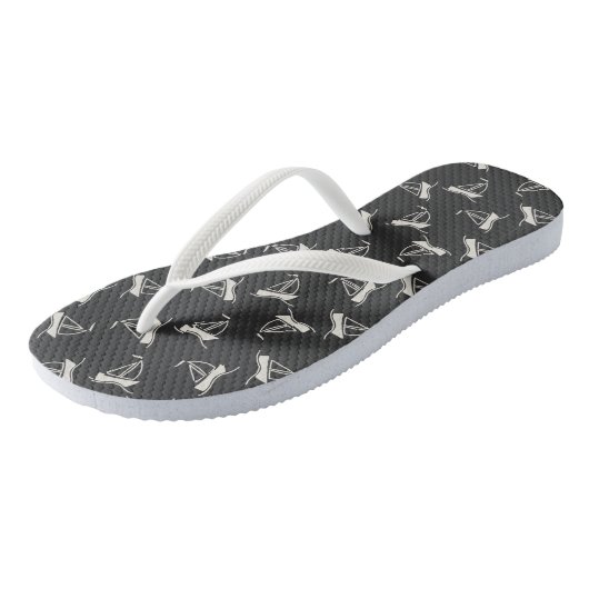 Tongs Motif Doodle Sailboat (Incliné)