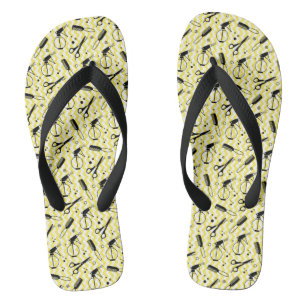 Tongs Motif d'outil de coiffeur jaune