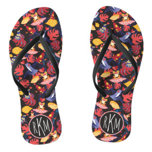 Tongs Motif du monogramme des grenouilles d'amants