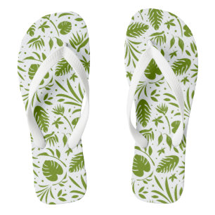 Tongs Motif élégant à feuilles vertes