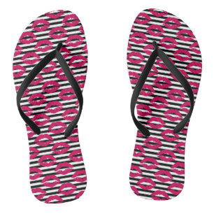Tongs Motif en bande de baiser Biss