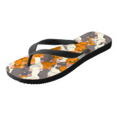 Tongs Motif en diagonale du chat noir blanc gingembre (Incliné)