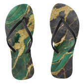 Tongs Motif en marbre vert avec or (Semelle)