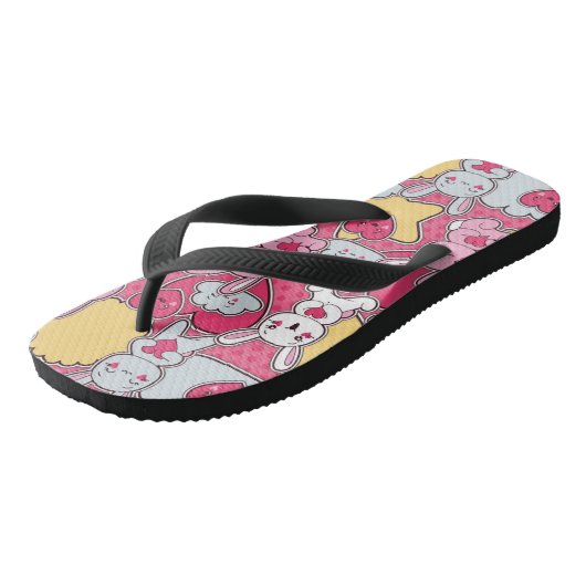 Tongs Motif enfant de Kawaii avec de mignons Doodles (Incliné)