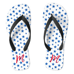 Tongs Motif étoile personnalisable bleu et blanc