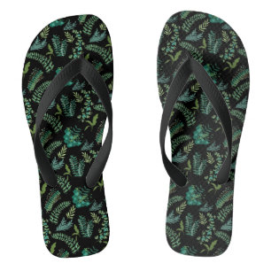 Tongs Motif feuille 10.bw Black BG