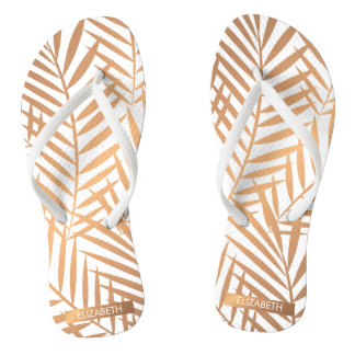 Tongs Motif feuille de palmier d'or